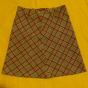 70’s Vintage Plaid Wool Skirt, Homemade, Small